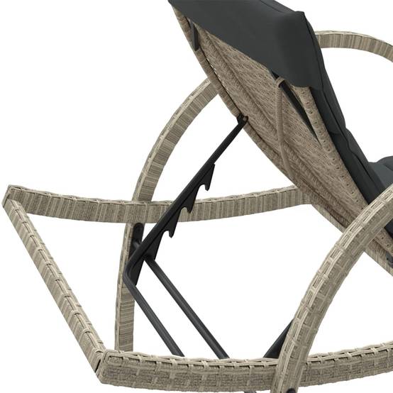 Chaise longue avec coussin gris clair résine tressée 60 x 199 x 42 cm - PANGIVO - Image 8