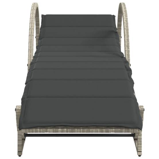 Chaise longue avec coussin gris clair résine tressée 60 x 199 x 42 cm - PANGIVO - Image 4