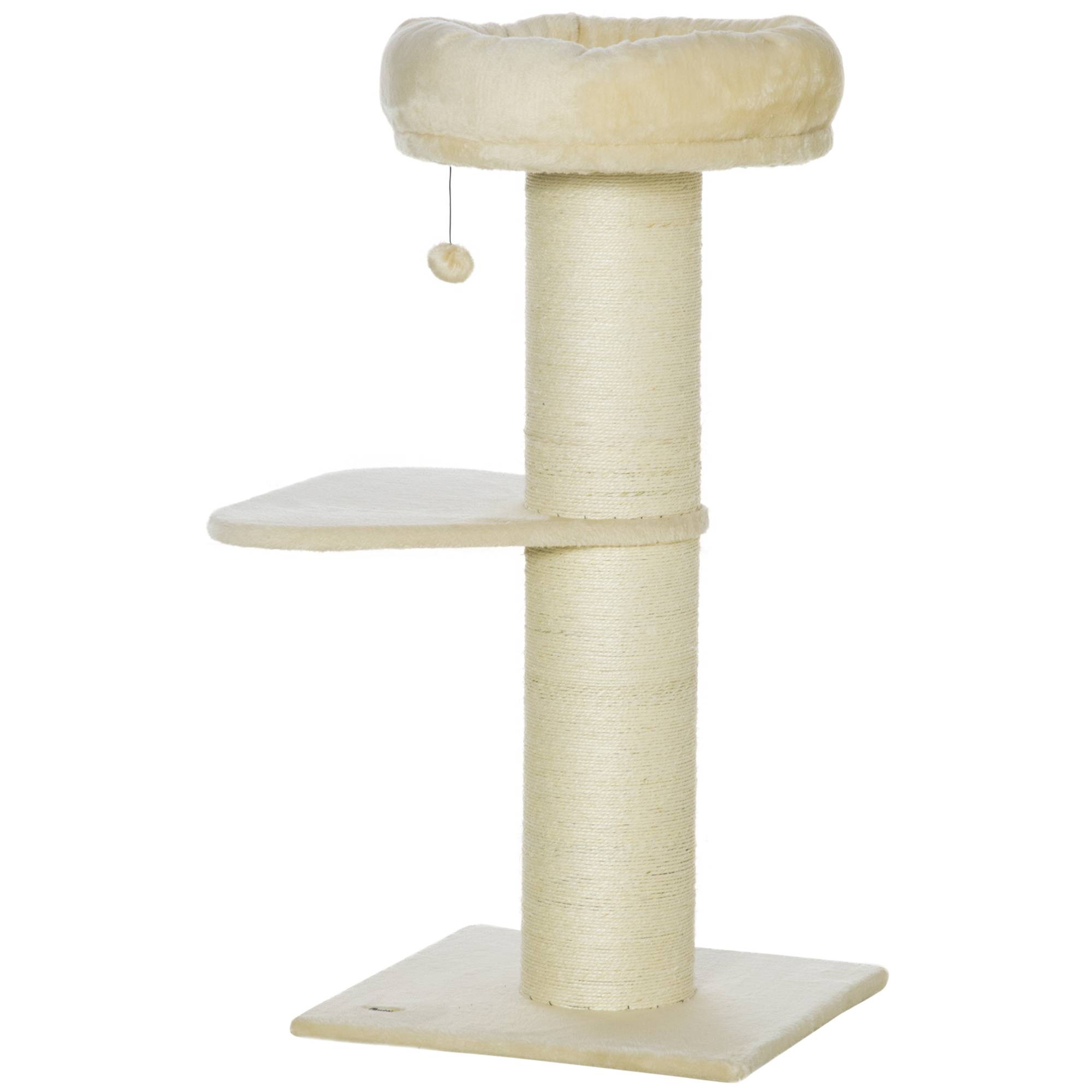 Arbre à chat sisal et peluche beige 48.5 x 48.5 x 105 cm - PANGIVO - Image 2