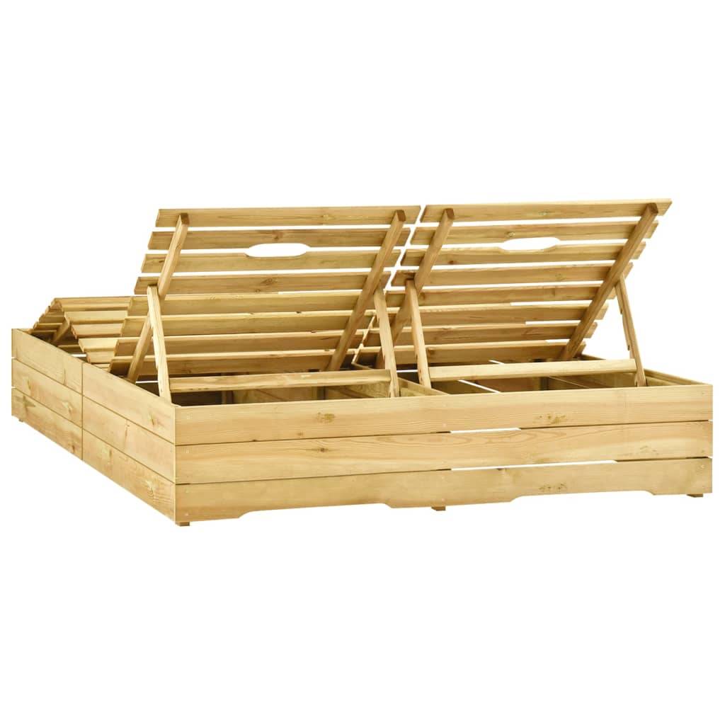 Helloshop26 - Transat chaise longue bain de soleil lit de jardin terrasse meuble d'extérieur double bois de pin imprégné de vert - Image 3