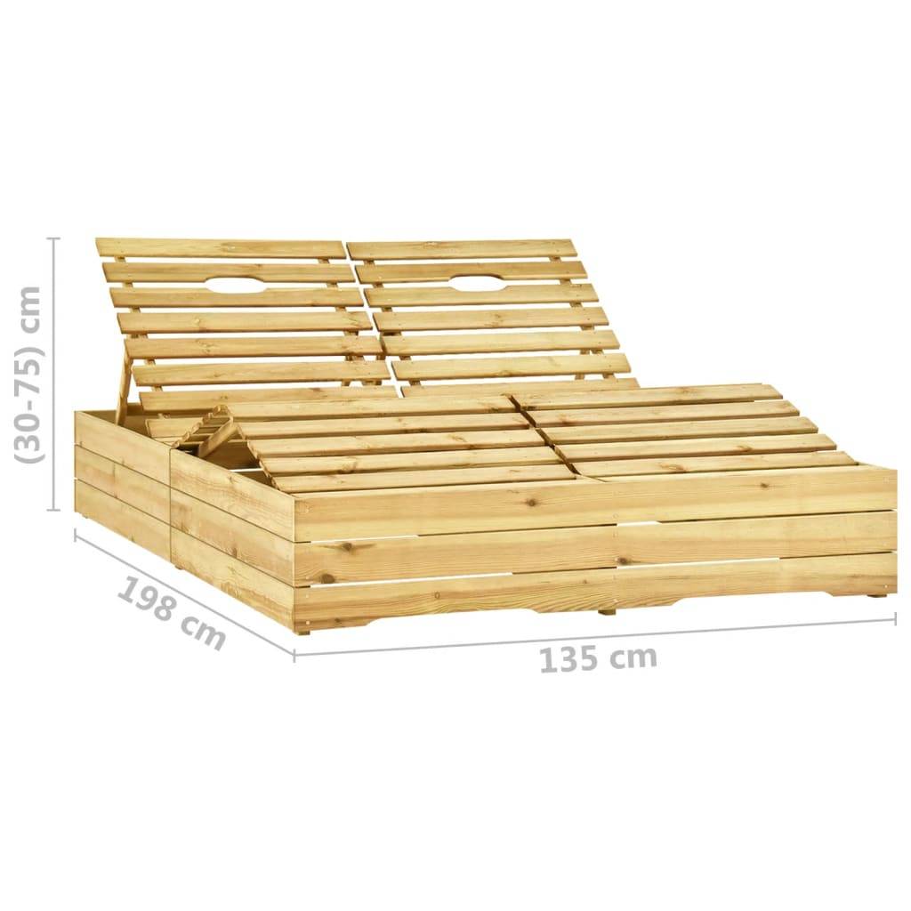 Helloshop26 - Transat chaise longue bain de soleil lit de jardin terrasse meuble d'extérieur double bois de pin imprégné de vert - Image 7