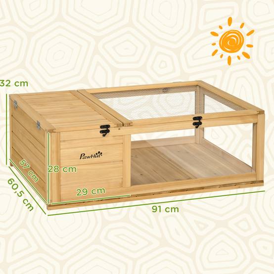 Enclos pour tortue bois jaune 91 x 60.5 x 32 cm - PANGIVO - Image 5
