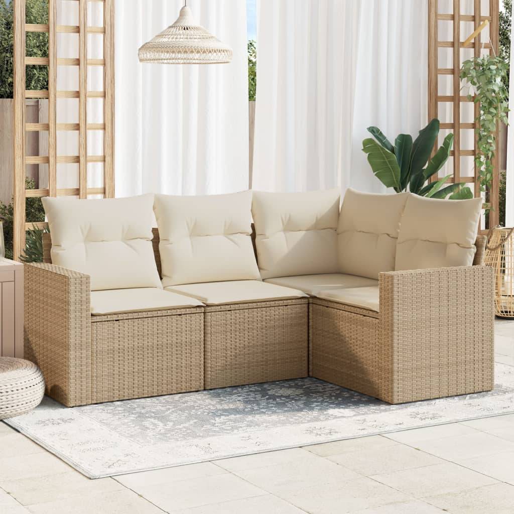 ComfortXL - Petit Salon de Jardin 4 Pièces Résine Tressée Modulable avec Rangement pour Balcon Beige – ComfortXL Outdoor Living - Image 1