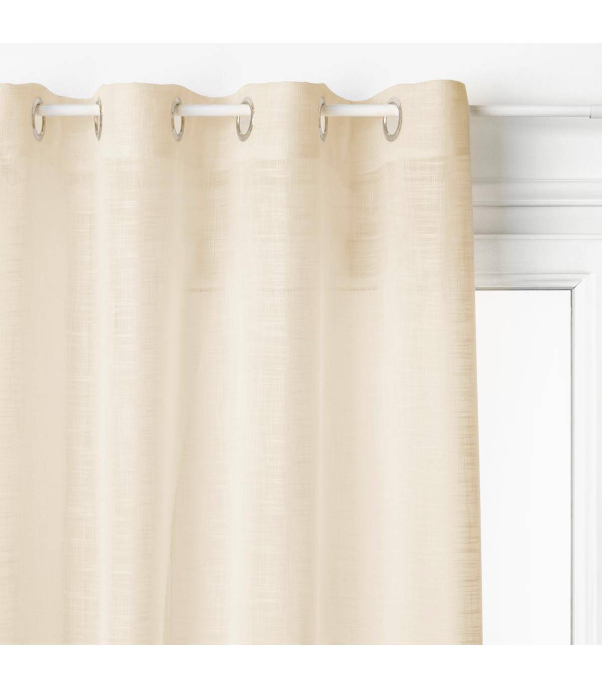 Voilage à œillets Beige Lin aspect satiné 140 x 240 cm - Image 1