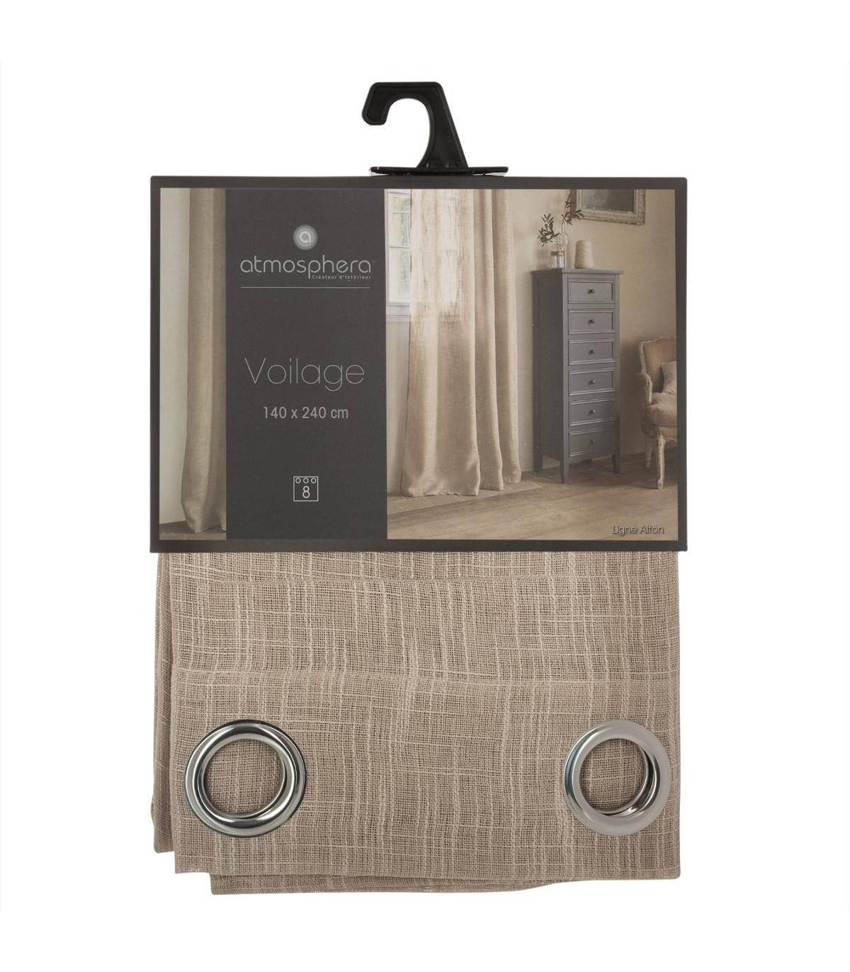Voilage à œillets Beige Lin aspect satiné 140 x 240 cm - Image 2