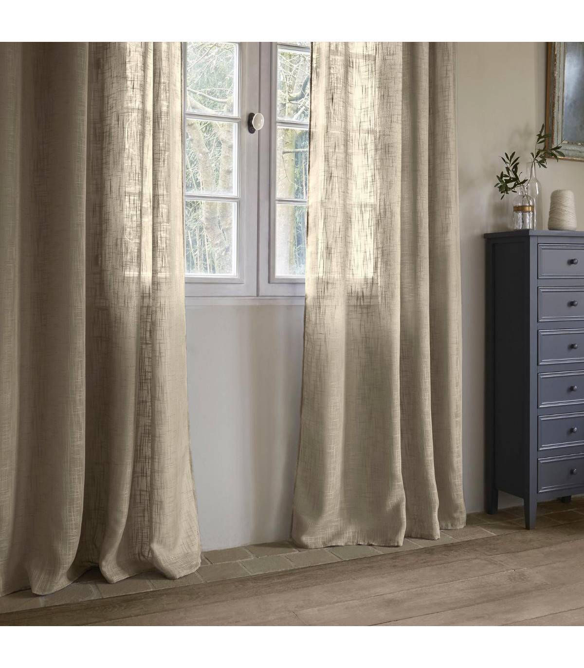 Voilage à œillets Beige Lin aspect satiné 140 x 240 cm - Image 4