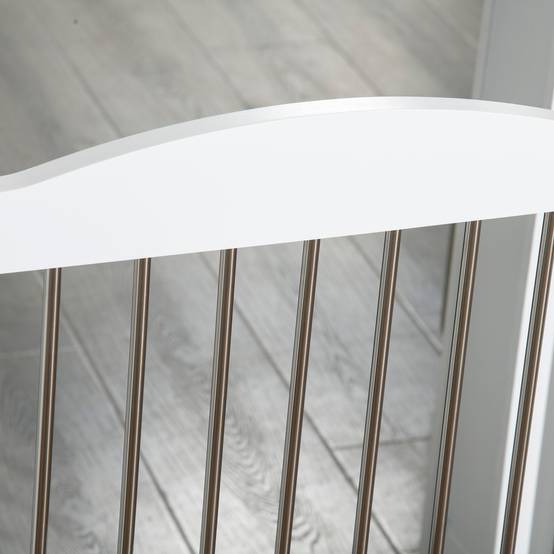 Barrière de sécurité pour chien pour escaliers et portes, pliable avec pieds de support, 154 x 30 x 80 cm, blanche - Image 9