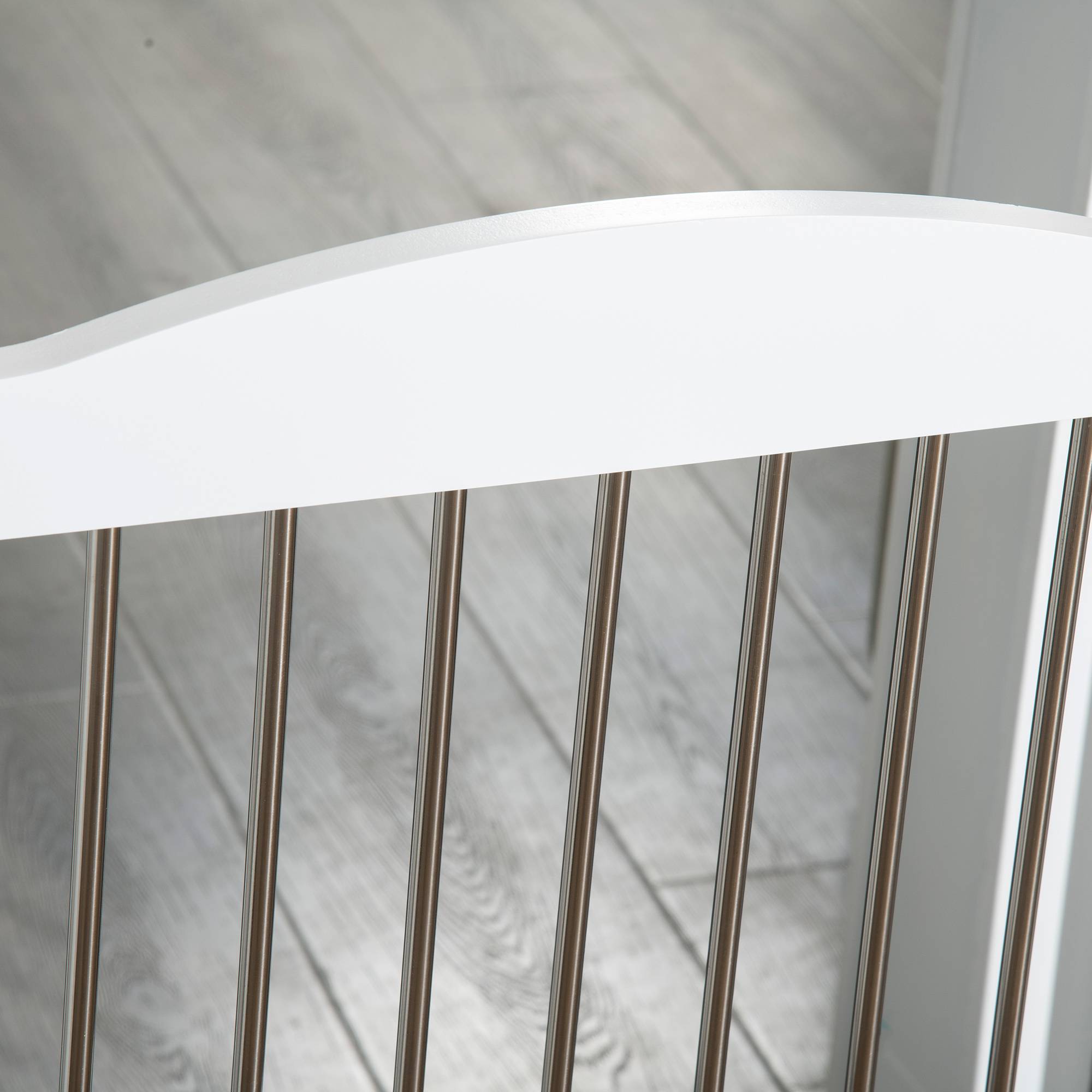 Barrière de sécurité pour chien pour escaliers et portes, pliable avec pieds de support, 154 x 30 x 80 cm, blanche - Image 9
