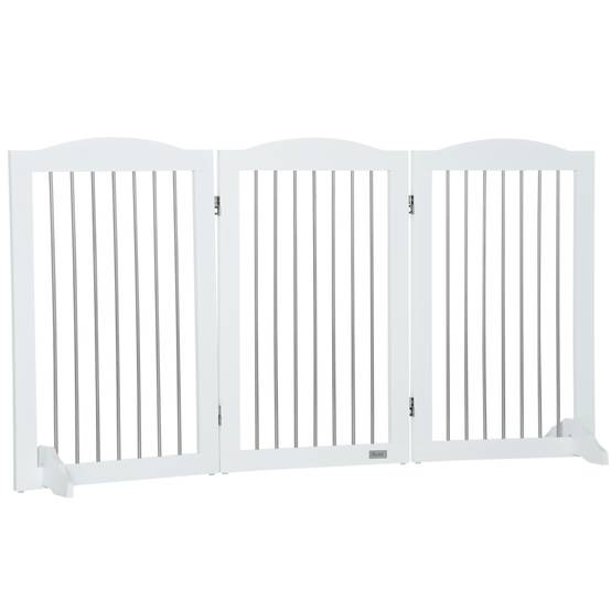 Barrière de sécurité pour chien pour escaliers et portes, pliable avec pieds de support, 154 x 30 x 80 cm, blanche - Image 2