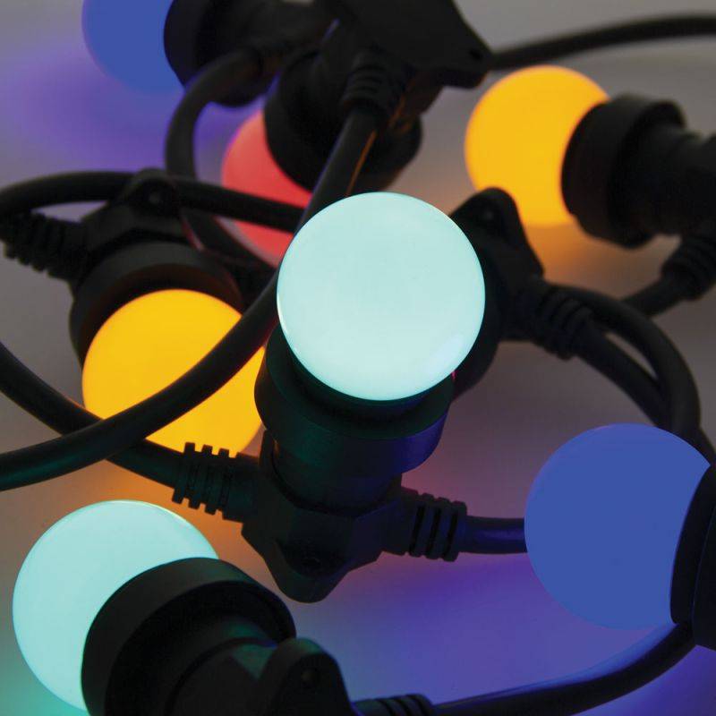 Xanlite - Guirlande Guinguette LED Noire, x10 Ampoules RVB E27 Incluses, 5m Extensible, Conso 12W - GRL5230VBP45RVBJR - Image 5