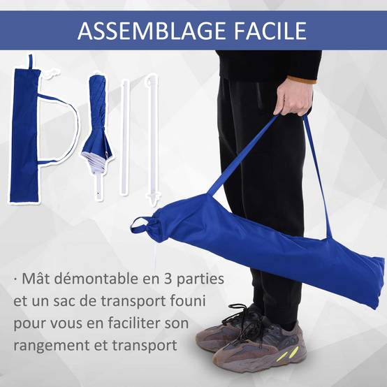 Parasol inclinable octogonal polyester famille protection UV bleu Ø160 cm - ComfortXL Outdoor Living - Image 9