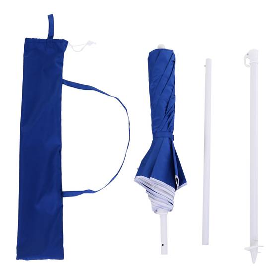 Parasol inclinable octogonal polyester famille protection UV bleu Ø160 cm - ComfortXL Outdoor Living - Image 10