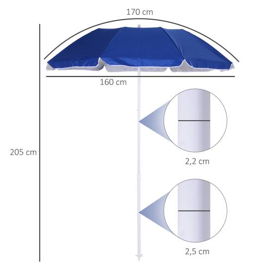 Parasol inclinable octogonal polyester famille protection UV bleu Ø160 cm - ComfortXL Outdoor Living - Image 5