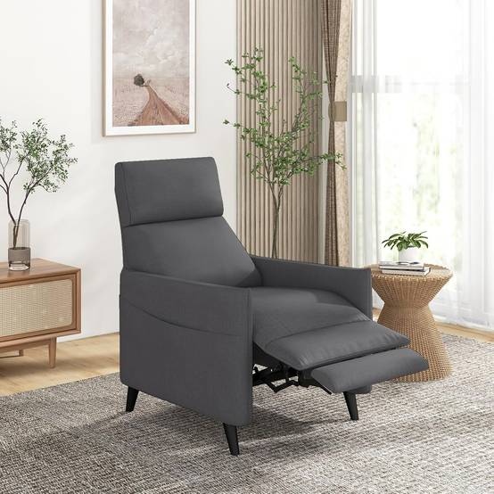 Fauteuil de Relaxation, Fauteuil de Massage avec Dossier et Repose-Pieds ,Charge 120 KG,Gris Foncé - Image 1