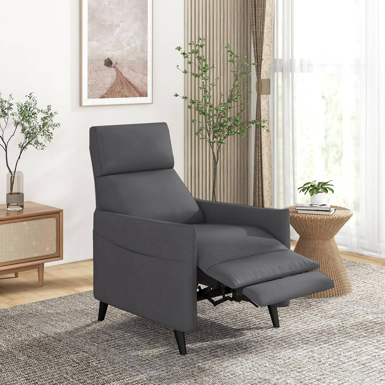 Fauteuil de Relaxation, Fauteuil de Massage avec Dossier et Repose-Pieds ,Charge 120 KG,Gris Foncé