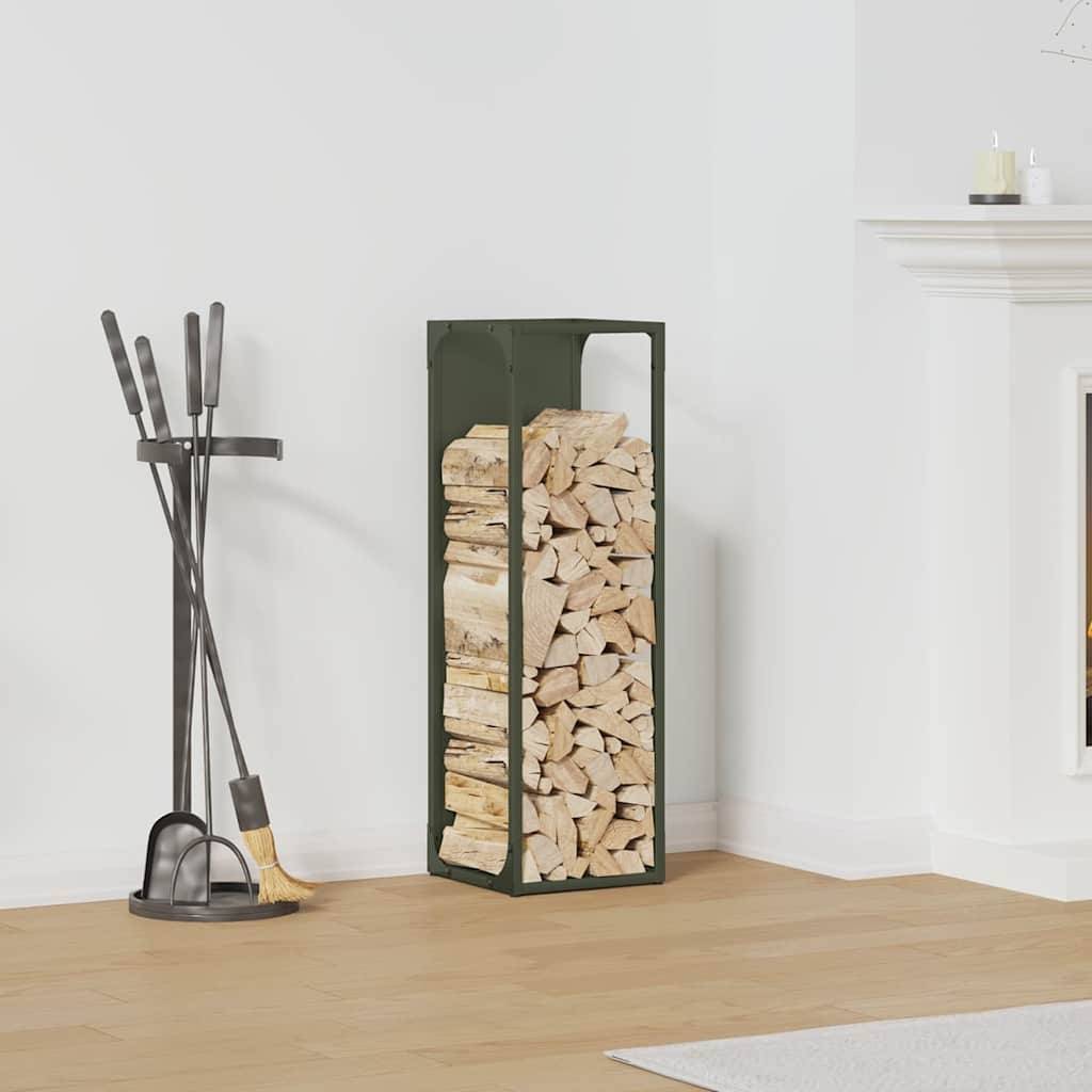 ComfortXL - Porte-bûches vertical en acier design cheminée vert olive 80 cm – ComfortXL Outdoor Living - Image 1