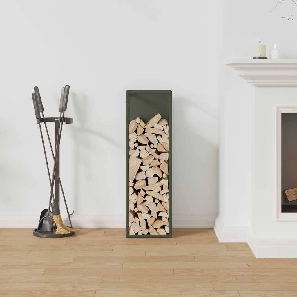 ComfortXL - Porte-bûches vertical en acier design cheminée vert olive 80 cm – ComfortXL Outdoor Living - Image 3