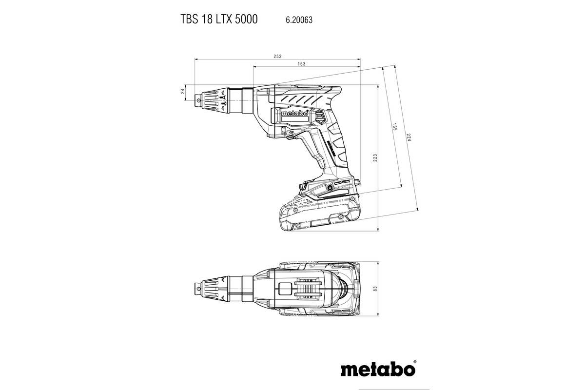 Metabo - Visseuse sans fil TBS 18 LTX BL 5000 pour plaque de plâtre - 18 V - 2 x Batteries 4.0 Ah + 1 Chargeur + Métabox 145 L - METABO - 620063540 - Image 4