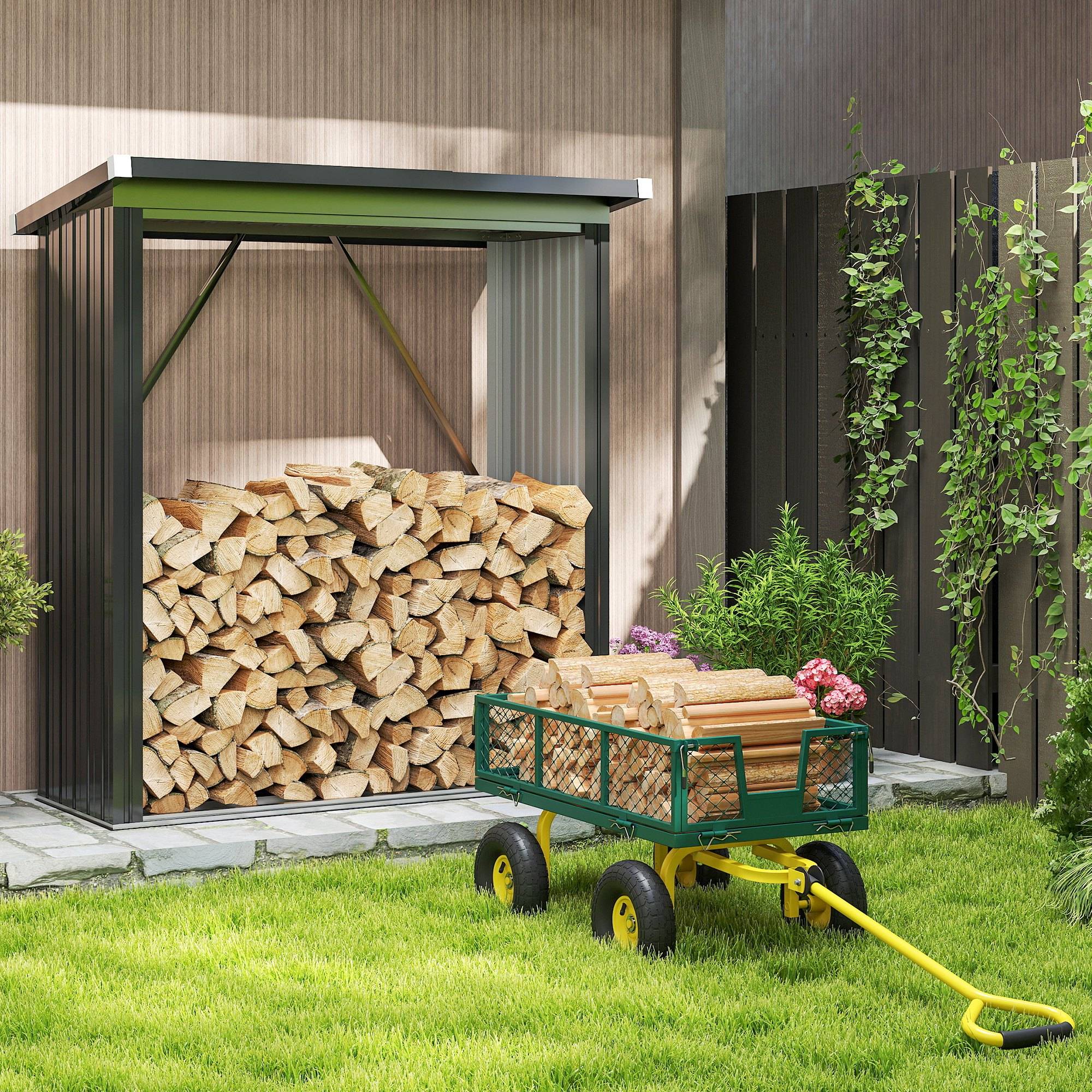 ComfortXL - Chariot de jardin acier vert jaune 104 x 54 x 51 cm charge 200 kg ridelles amovibles - ComfortXL Outdoor Living - Image 10