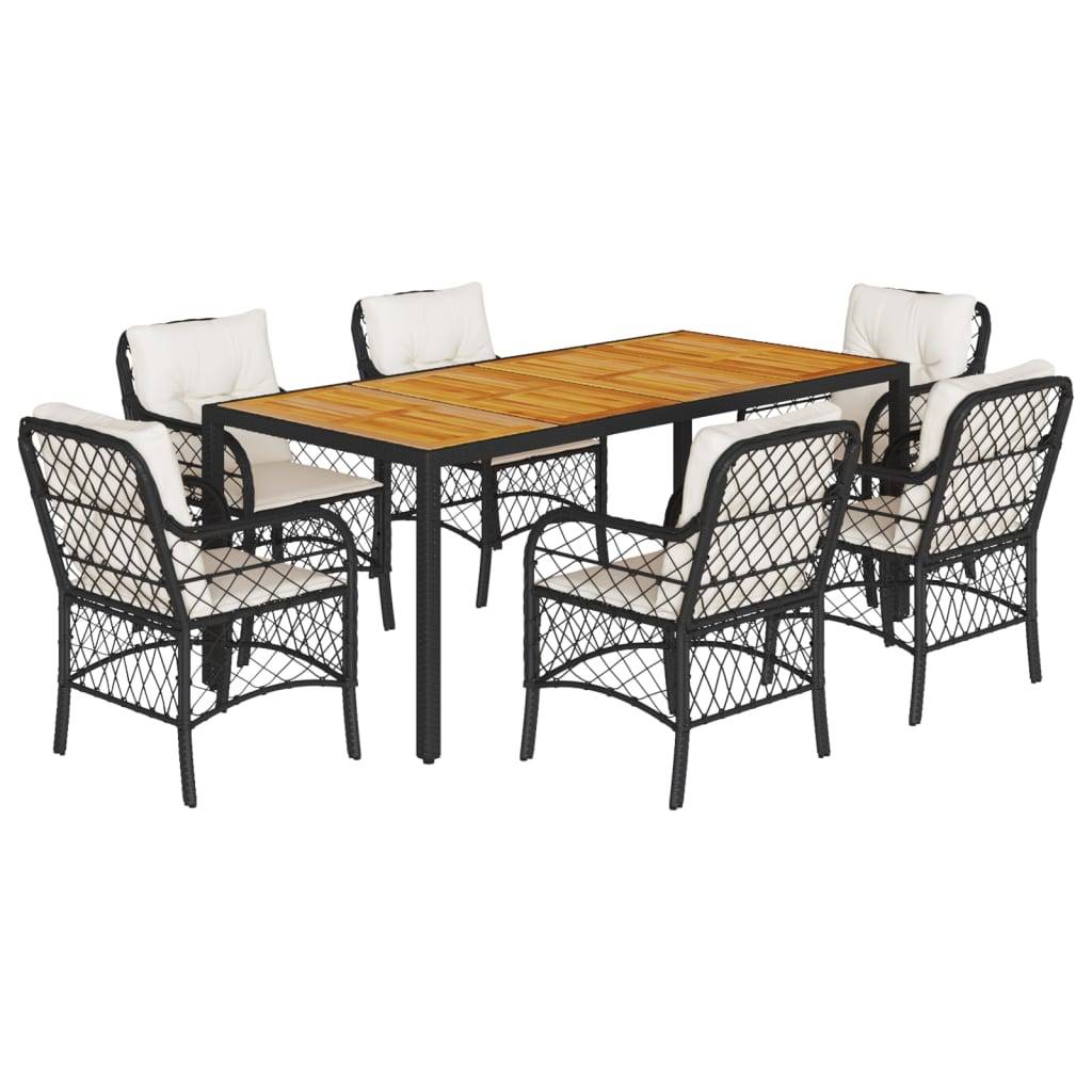 ComfortXL - Table et Chaises de Jardin 6 Personnes Résine Noire Plateau Bois Acacia 190cm – ComfortXL Outdoor Living - Image 2