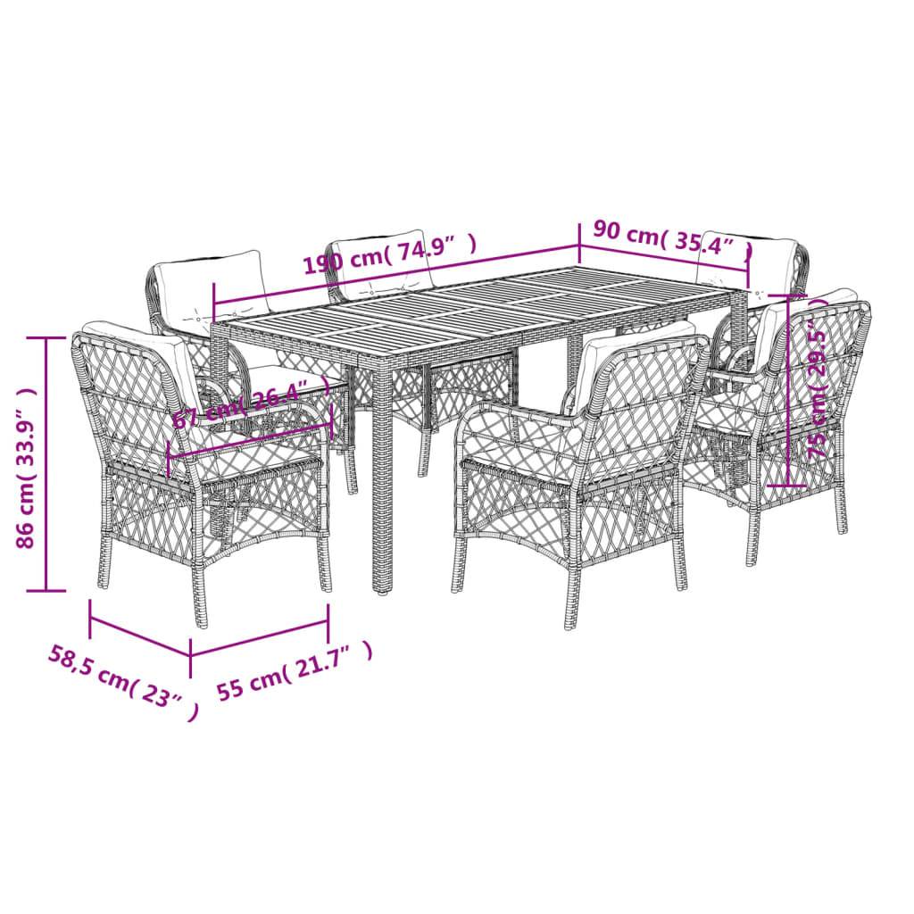 ComfortXL - Table et Chaises de Jardin 6 Personnes Résine Noire Plateau Bois Acacia 190cm – ComfortXL Outdoor Living - Image 7