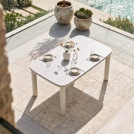 Oviala - Table de jardin aluminium 150x90 cm et 6 chaises textilène beige Nocera - Oviala - Image 3