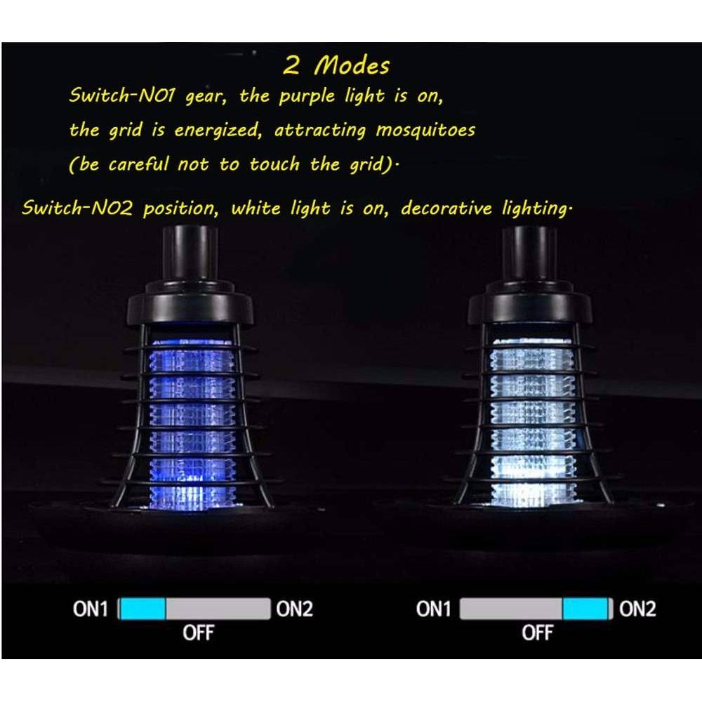 0 - Lampe solaire jardin 2-en-1 - Anti-moustiques lumière bleue + éclairage blanc - IP65 étanche - Image 3