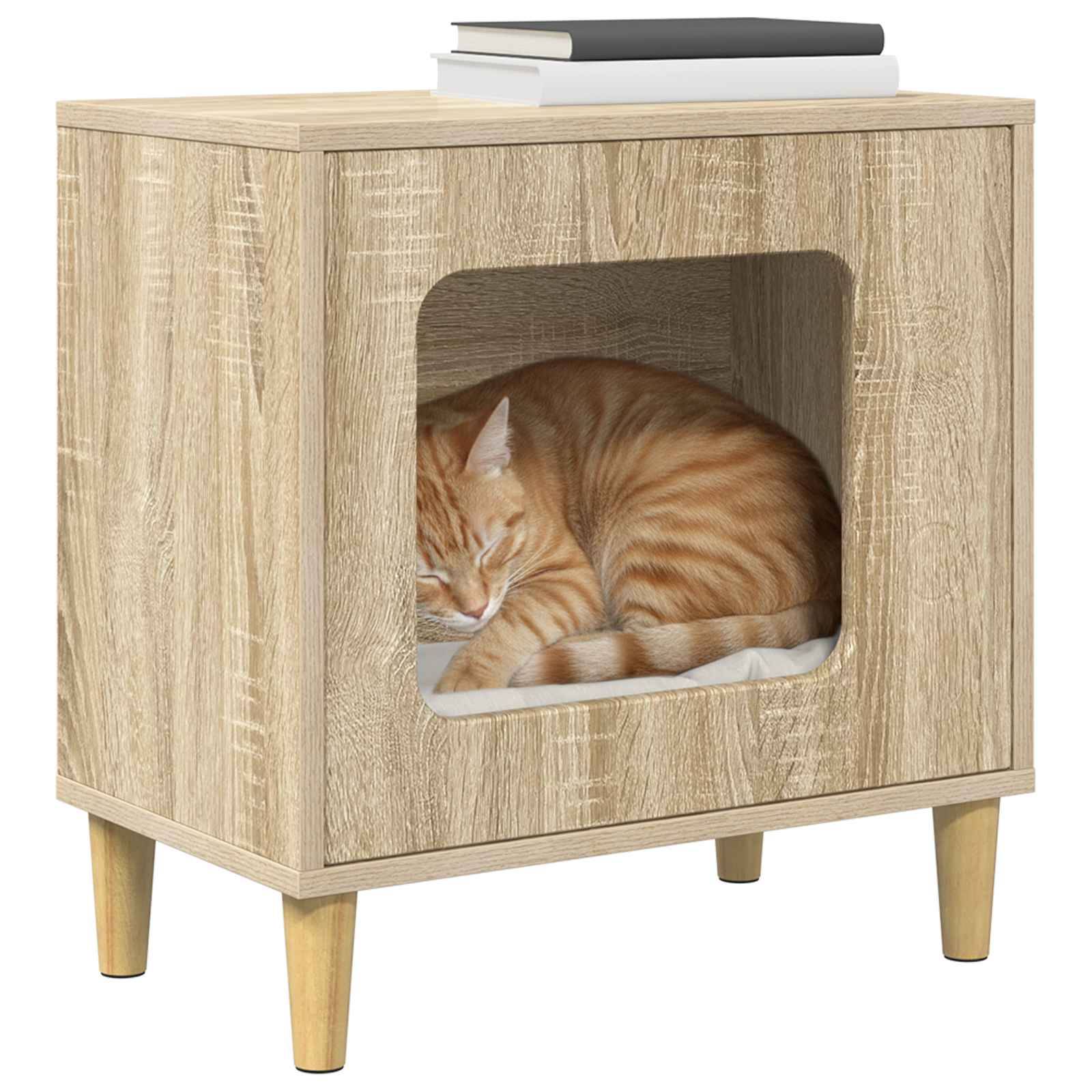 Vidaxl - Maison pour chat Sonoma 51 x 30 x 52 cm Bois d'ingénierie vidaXL 8000655 - Image 4