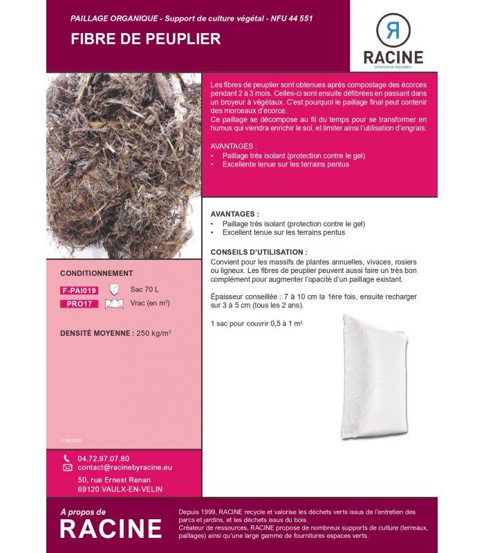 Paillage fibres de peuplier bio protection du sol 10x50L RACINE PRO81-10x50 - Image 2