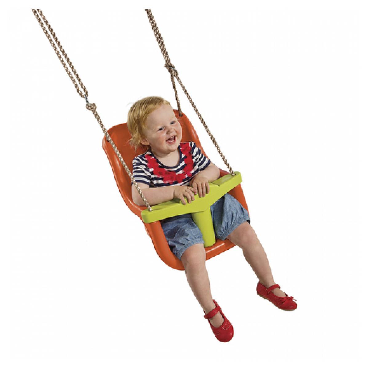 Siège de Balançoire Bébé AXI en Orange et Vert Citron - Sécurité et Confort - Image 2