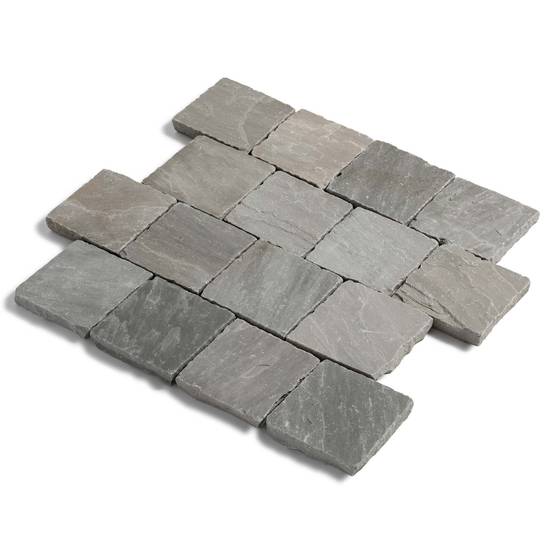 Pavé Grès Kandla Gris 14x14x2-2,5 cm (vendu au m² - 42 pavés/m²) - RO'MA NATURE - Image 4