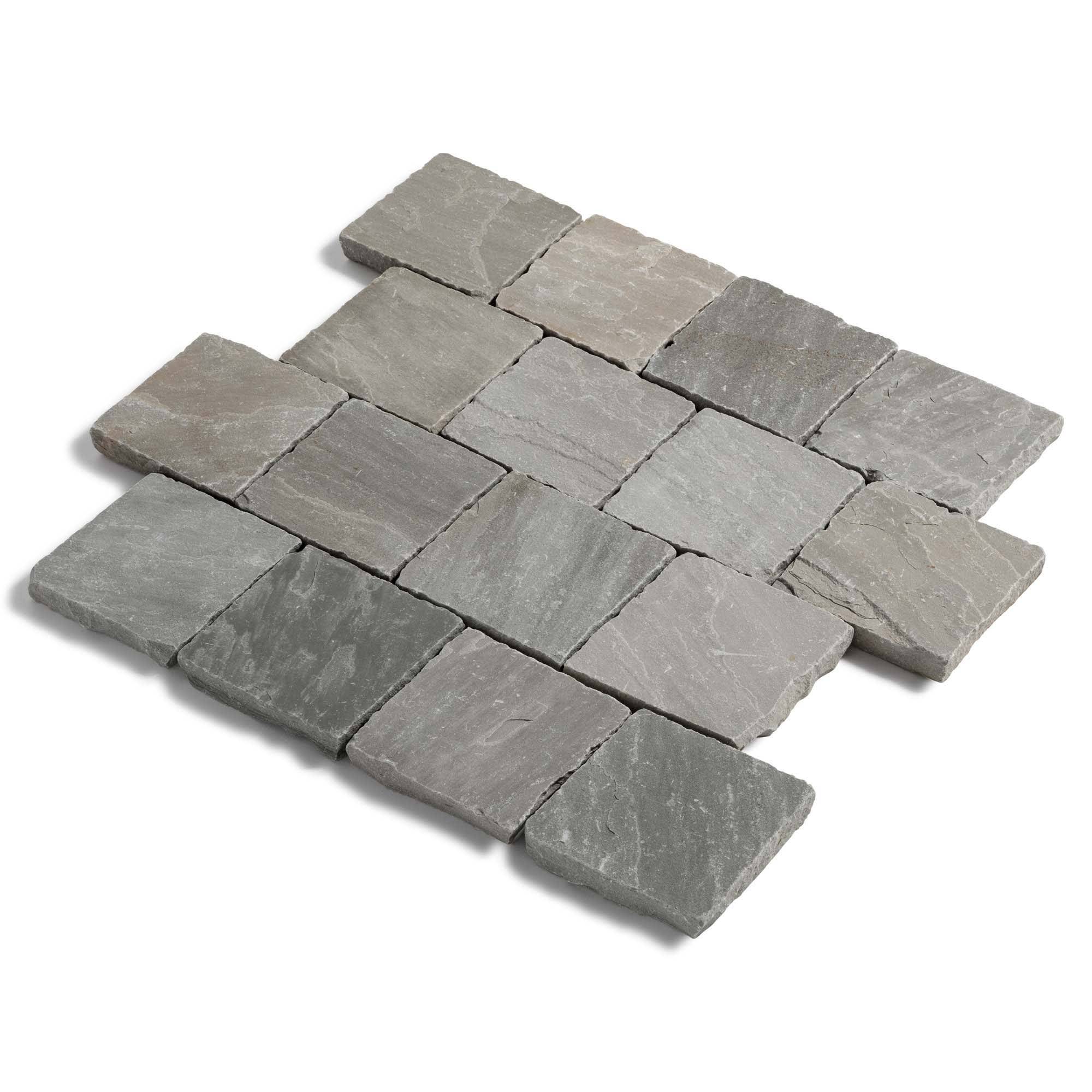 Pavé Grès Kandla Gris 14x14x2-2,5 cm (vendu au m² - 42 pavés/m²) - RO'MA NATURE - Image 4