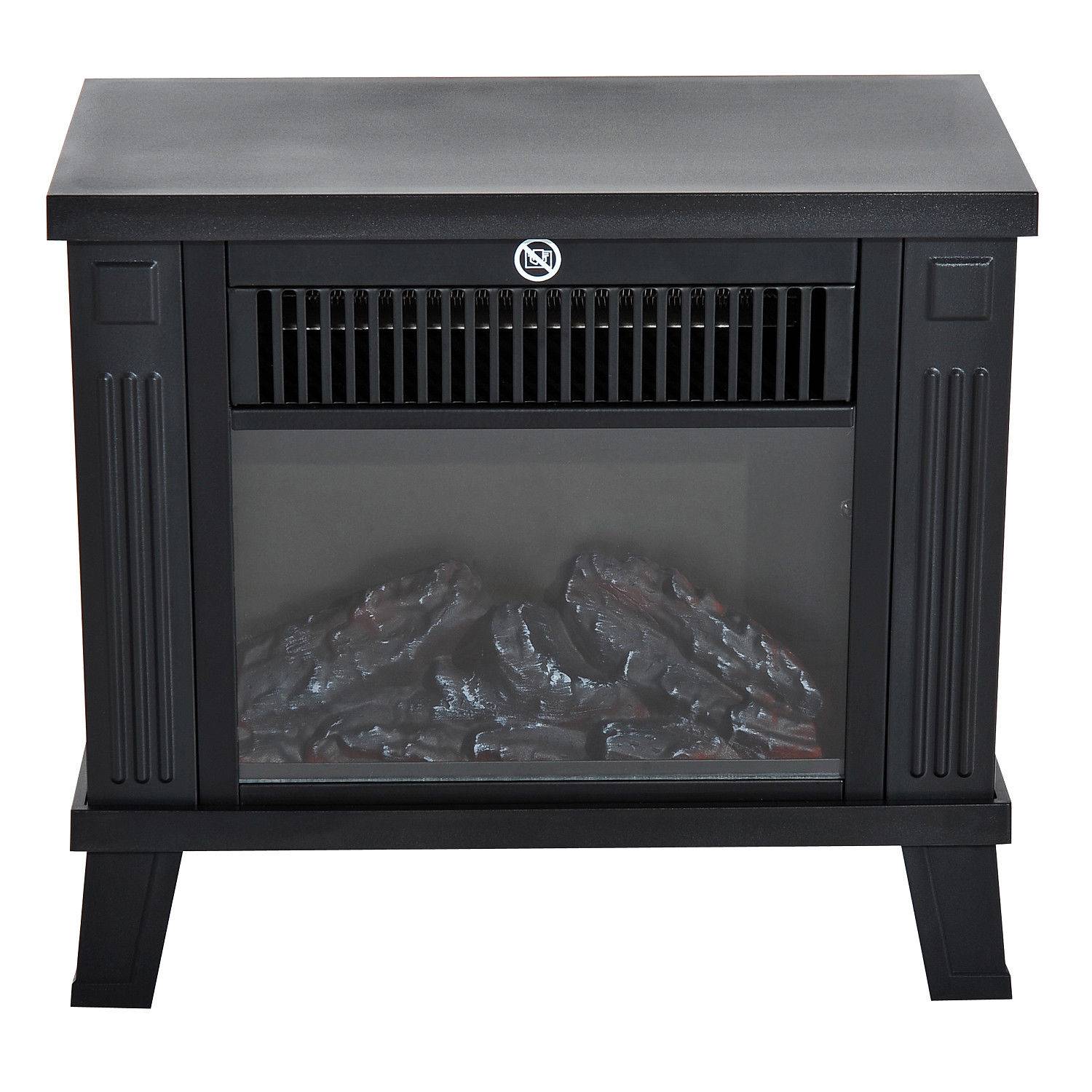 Sans Marque - Cheminée électrique, poêle de cheminée électrique, cheminée sur pied avec effet de flammes 600/1200W, métal, Noir, 34x17x31 cm - Image 9