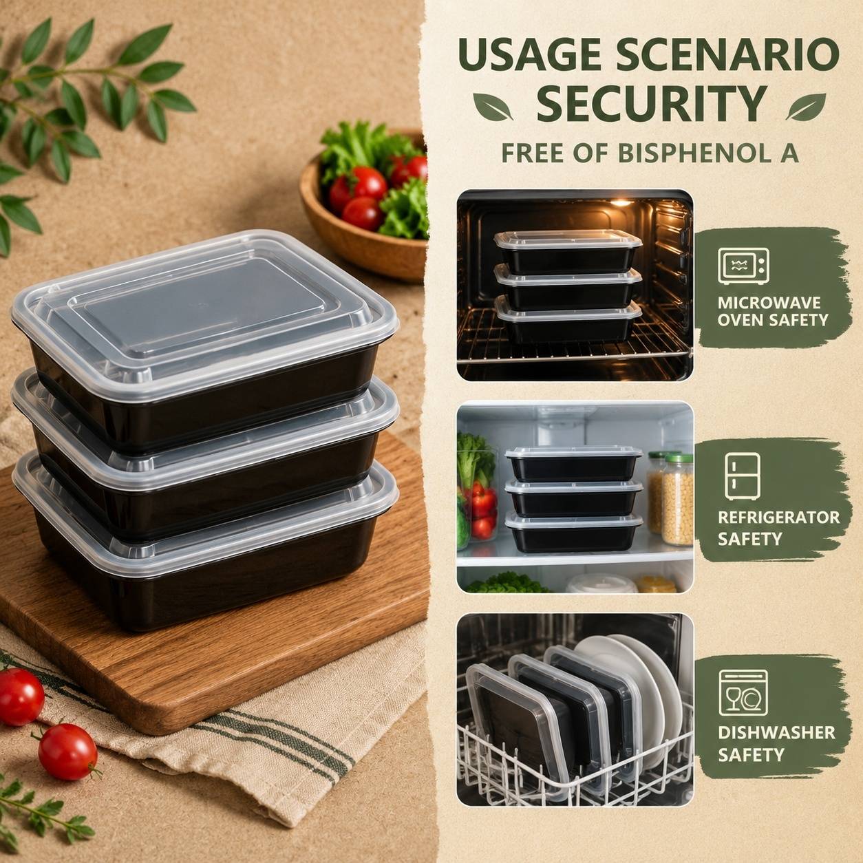 Lot de 50 Boîtes Repas 946 ml avec Couvercle Réutilisables - Image 5