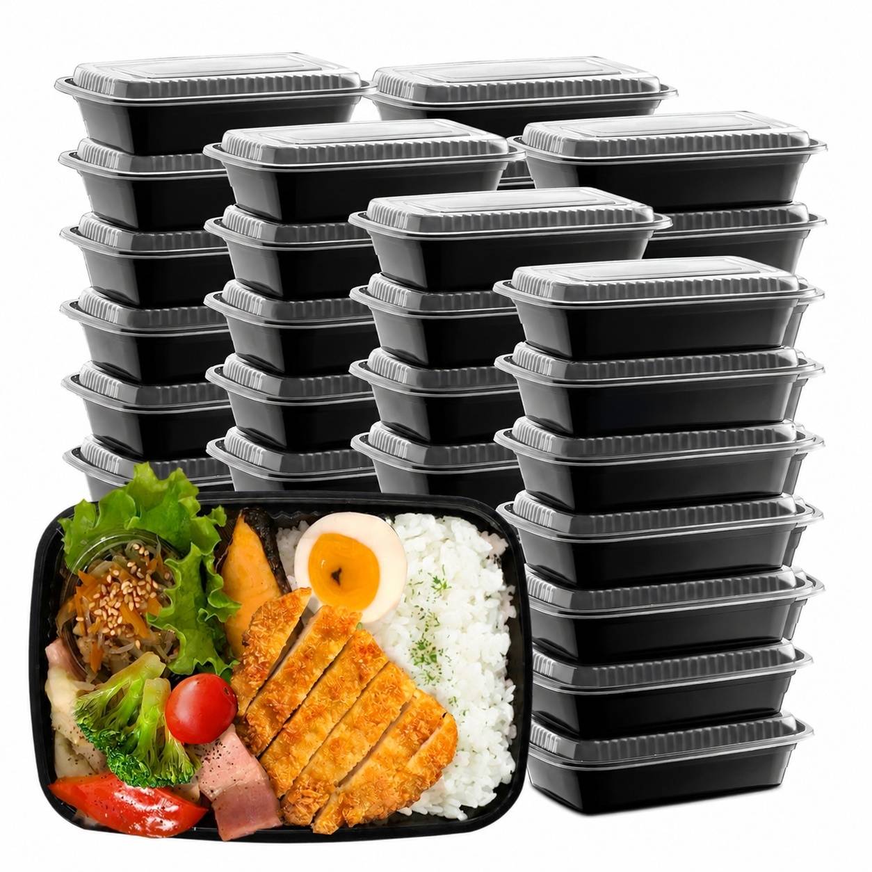 Lot de 50 Boîtes Repas 946 ml avec Couvercle Réutilisables - Image 1