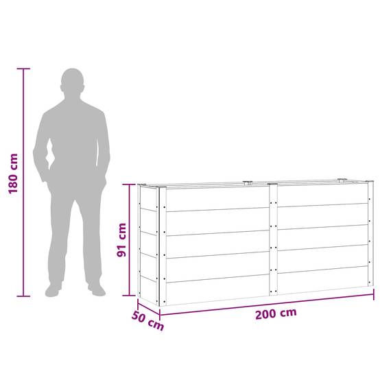 ComfortXL - Jardinière rectangulaire composite aluminium pour culture potagère fond ouvert marron 2m - ComfortXL Outdoor Living - Image 7