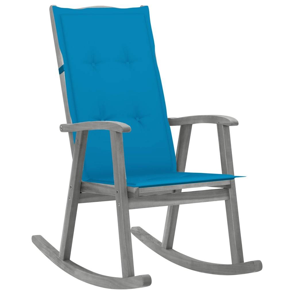 Vidaxl - Chaise à bascule avec coussins Gris Bois d'acacia massif vidaXL 3064213 - Image 1