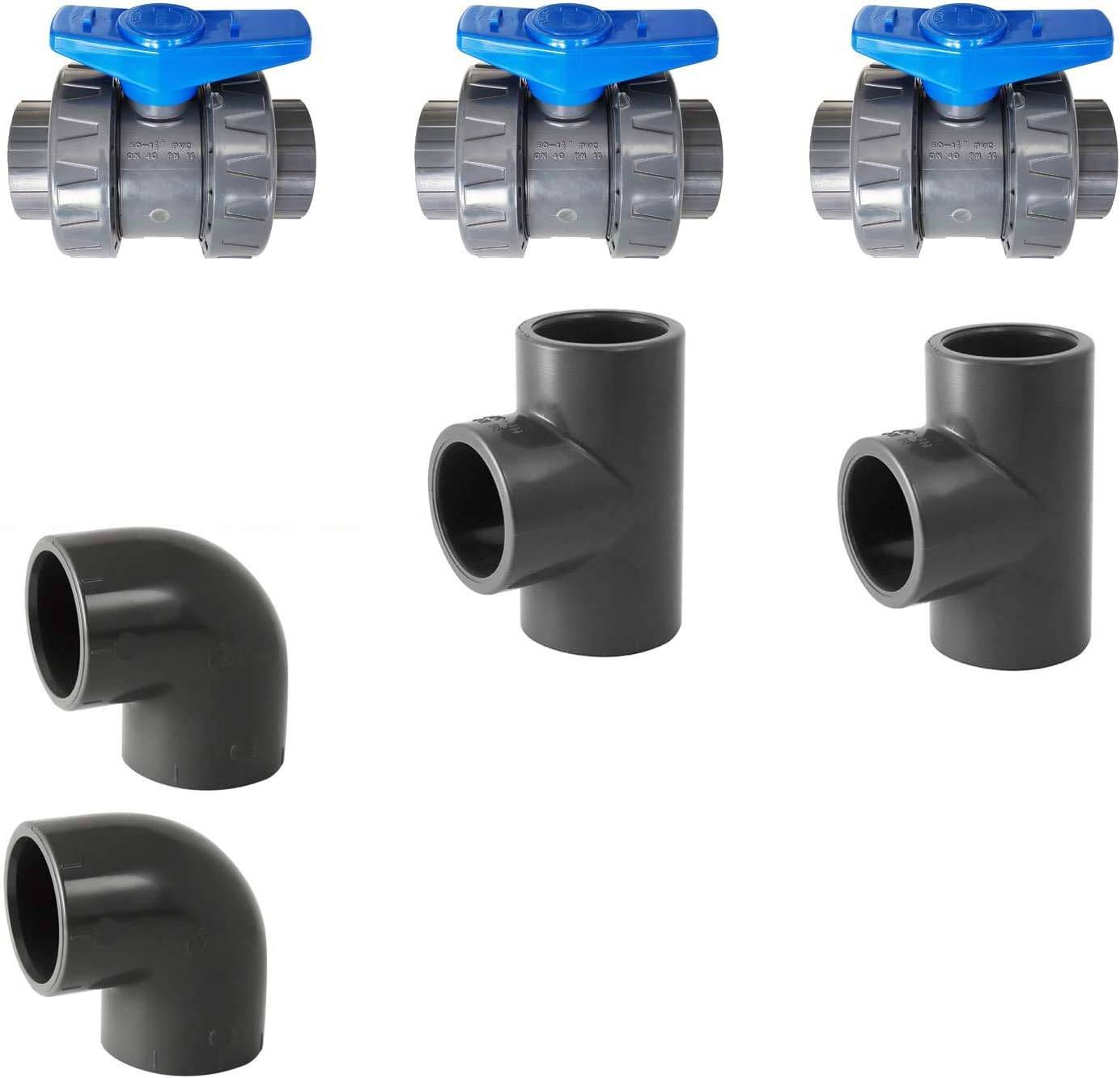 Fitt - PVC Pression Kit Bypass 50mm 3 X Vannes 50mm / 2 X Té 50mm / 2X Coudes 50MM
