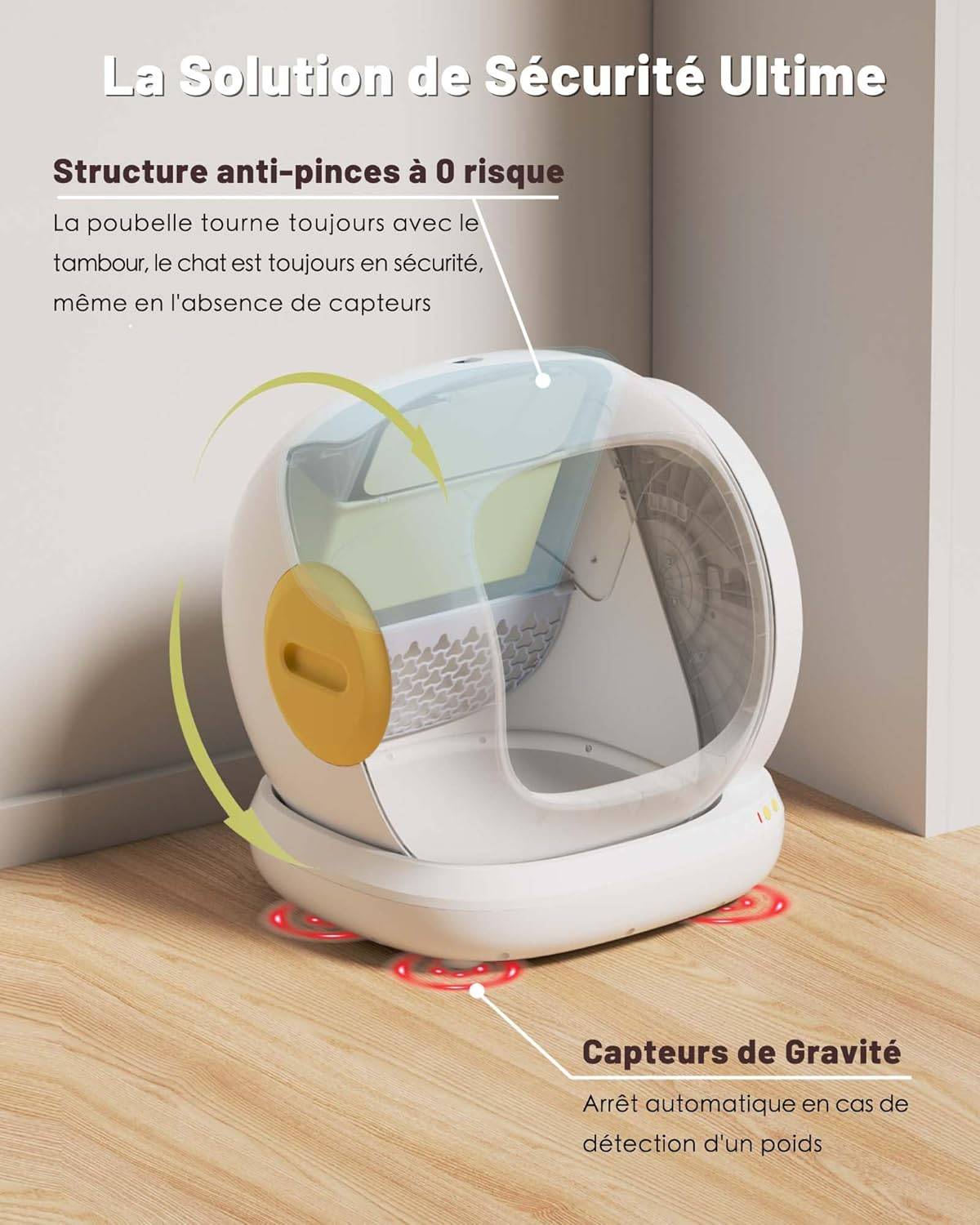 Ubpet - UBPet C20 Bac à Litière Chat Autonettoyante, Grande Ouverture, Contrôle APP, Ultra Sûr, Anti-Odeur, Entrée Basse, Électrique - Image 6