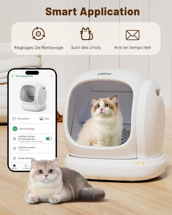 Ubpet - UBPet C20 Bac à Litière Chat Autonettoyante, Grande Ouverture, Contrôle APP, Ultra Sûr, Anti-Odeur, Entrée Basse, Électrique - Image 2