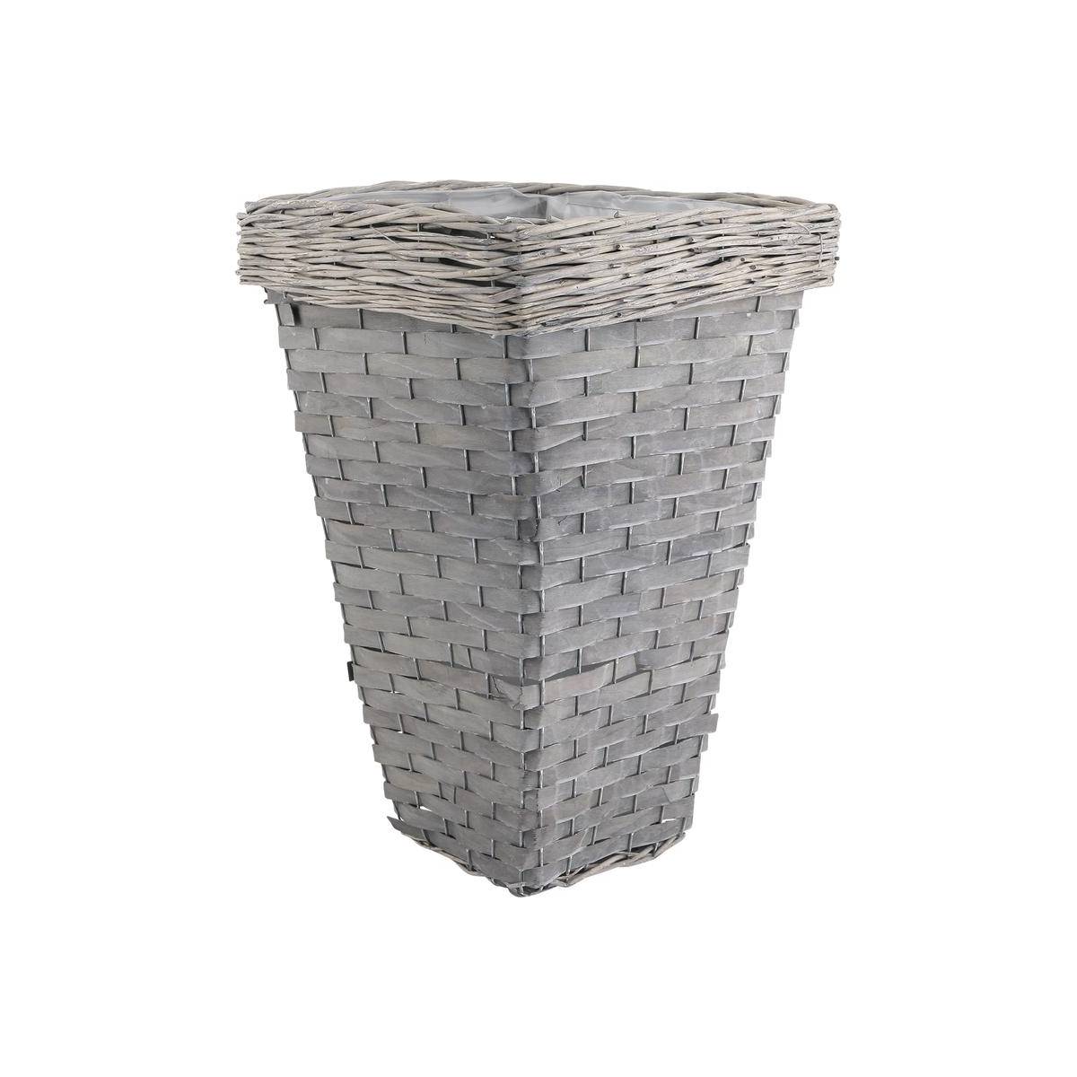 Aubry Gaspard - Pot de fleurs carré en bois et osier gris - Image 1