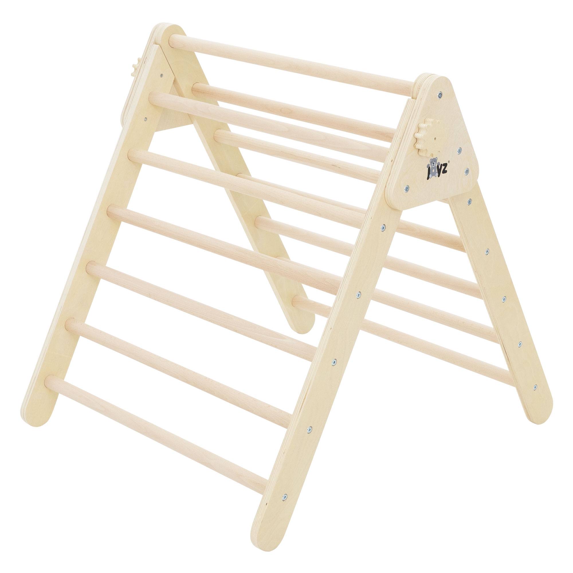 Triangle d'escalade pour enfants 73x72x60 cm en bois naturel jouet polyvalent robuste avec coins arrondis usage en intérieur à partir de 12 mois