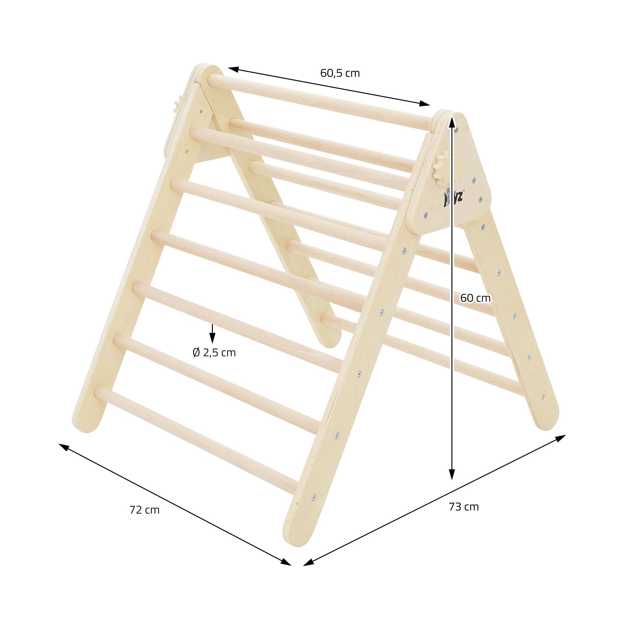 Triangle d'escalade pour enfants 73x72x60 cm en bois naturel jouet polyvalent robuste avec coins arrondis usage en intérieur à partir de 12 mois - Image 6