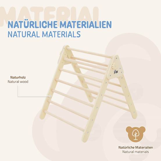 Triangle d'escalade pour enfants 73x72x60 cm en bois naturel jouet polyvalent robuste avec coins arrondis usage en intérieur à partir de 12 mois - Image 5