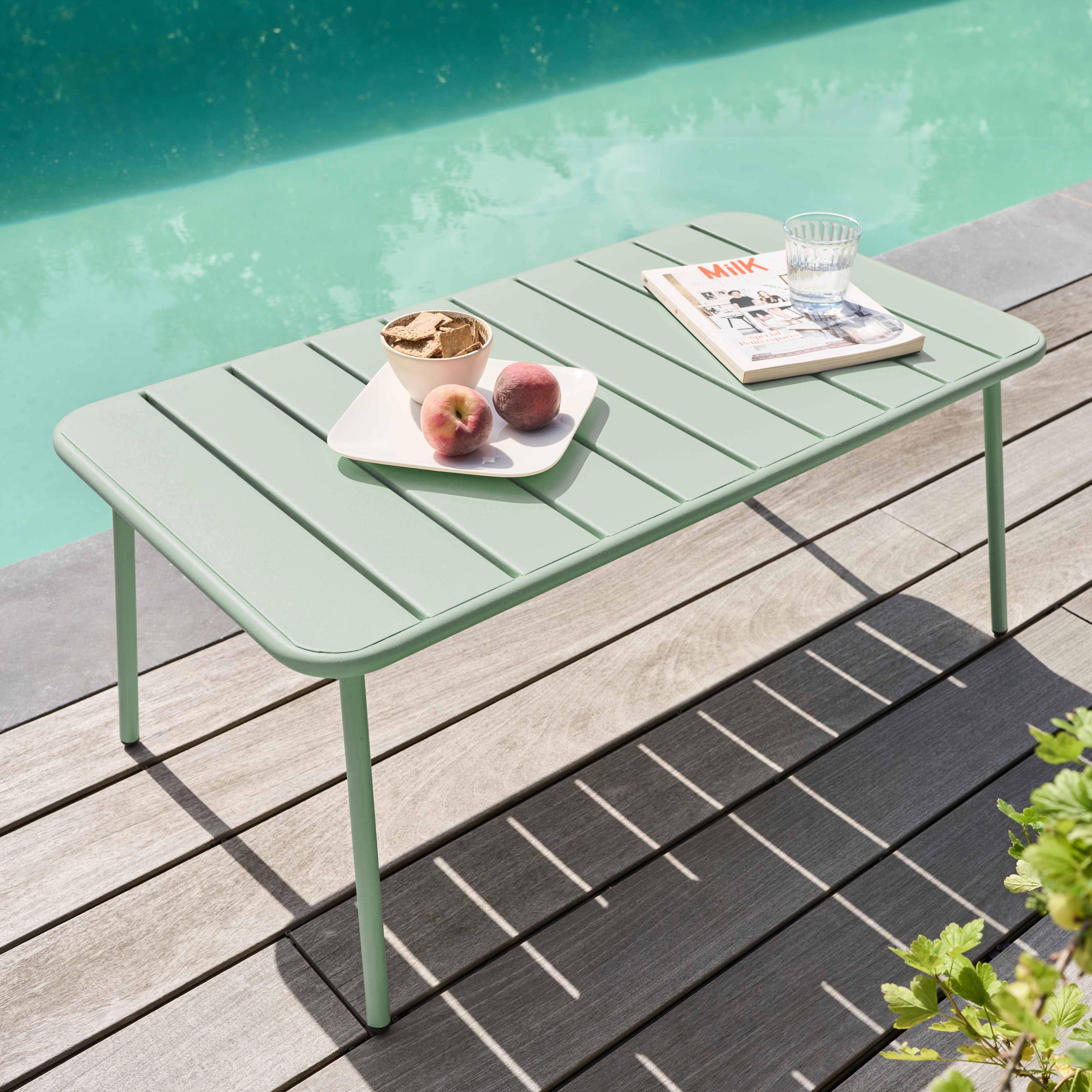 Oviala - Table basse de jardin acier vert sauge 90 x 50 cm Palavas - Oviala - Image 2