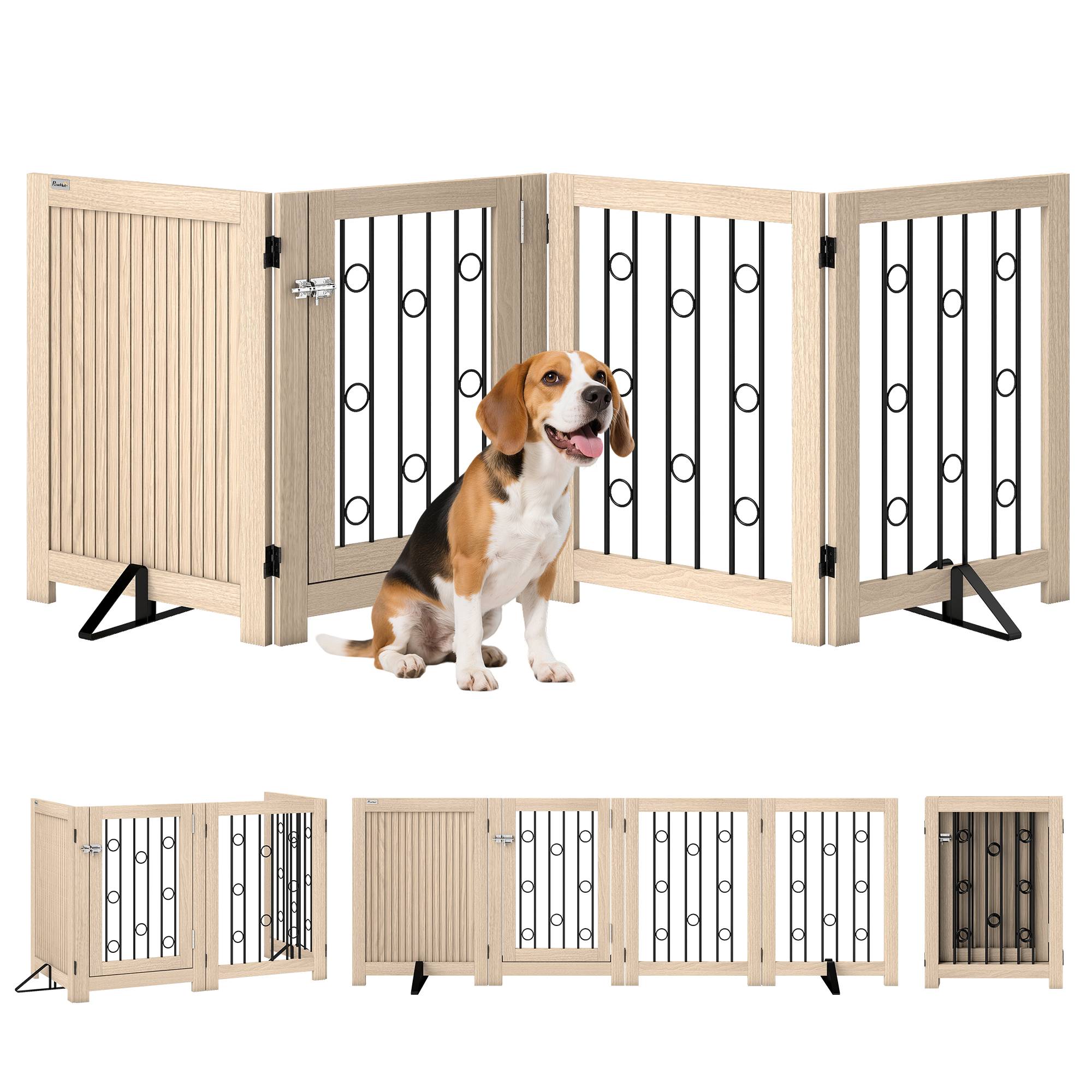 Sans Marque - Barrière autonome avec porte, 4 panneaux, pour couloir, escalier, cadre, MDF et acier - Image 1