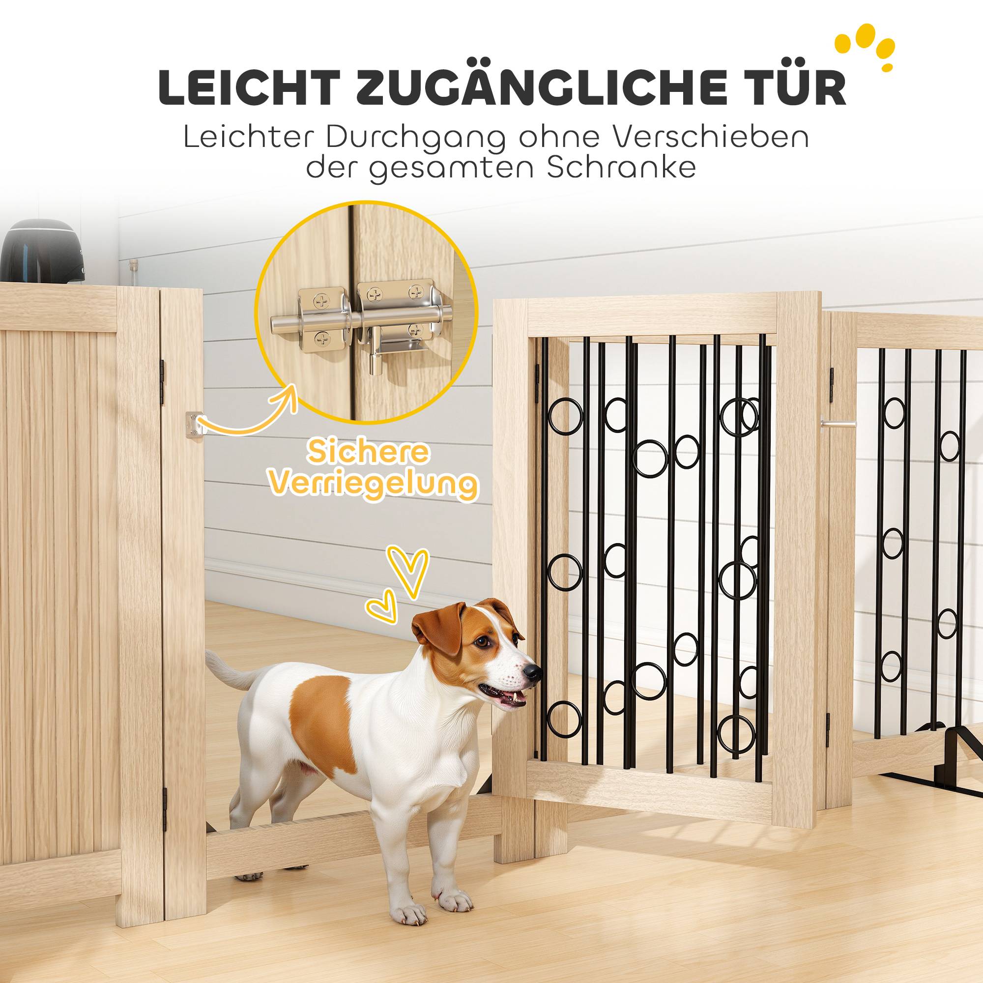 Sans Marque - Barrière autonome avec porte, 4 panneaux, pour couloir, escalier, cadre, MDF et acier - Image 9