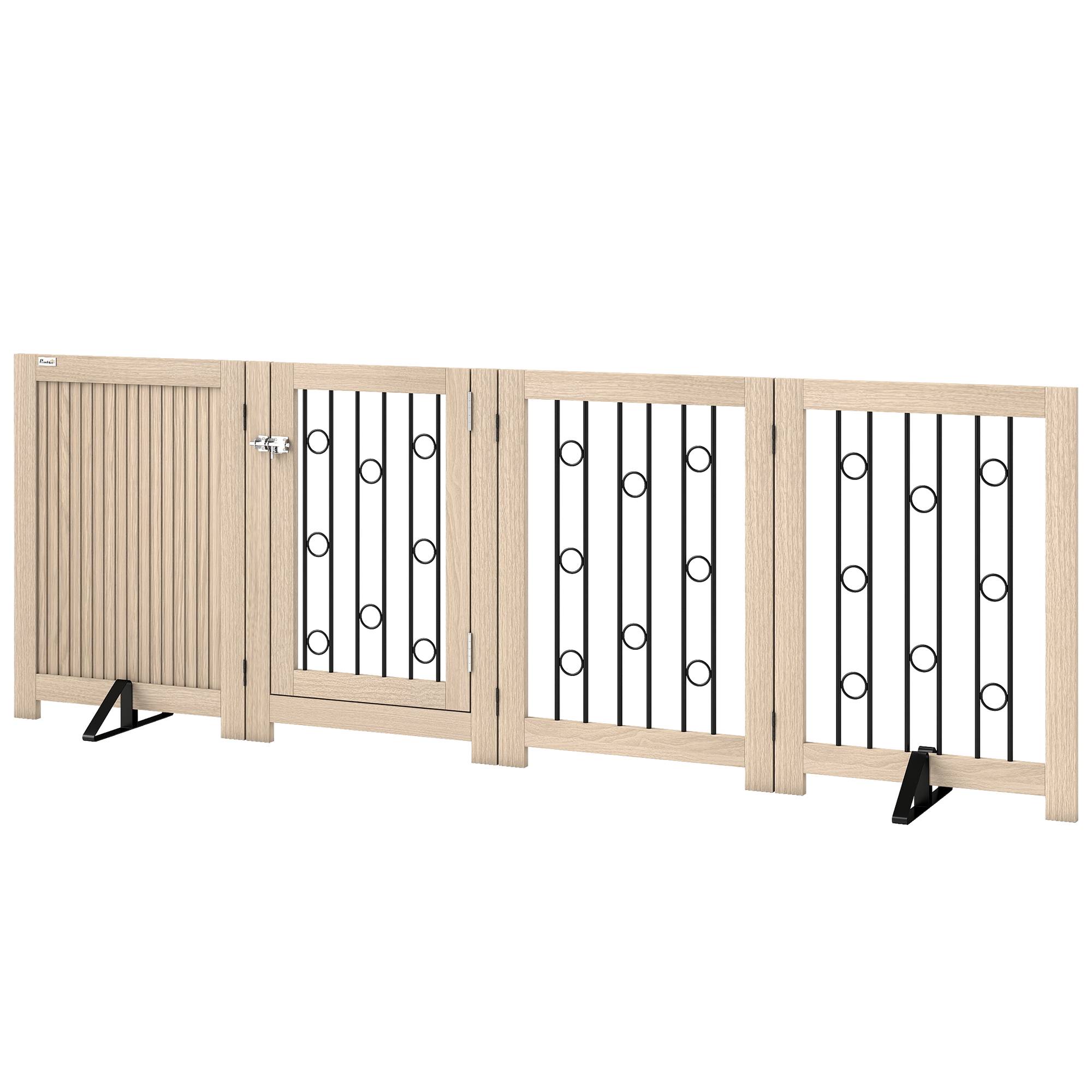 Sans Marque - Barrière autonome avec porte, 4 panneaux, pour couloir, escalier, cadre, MDF et acier - Image 2