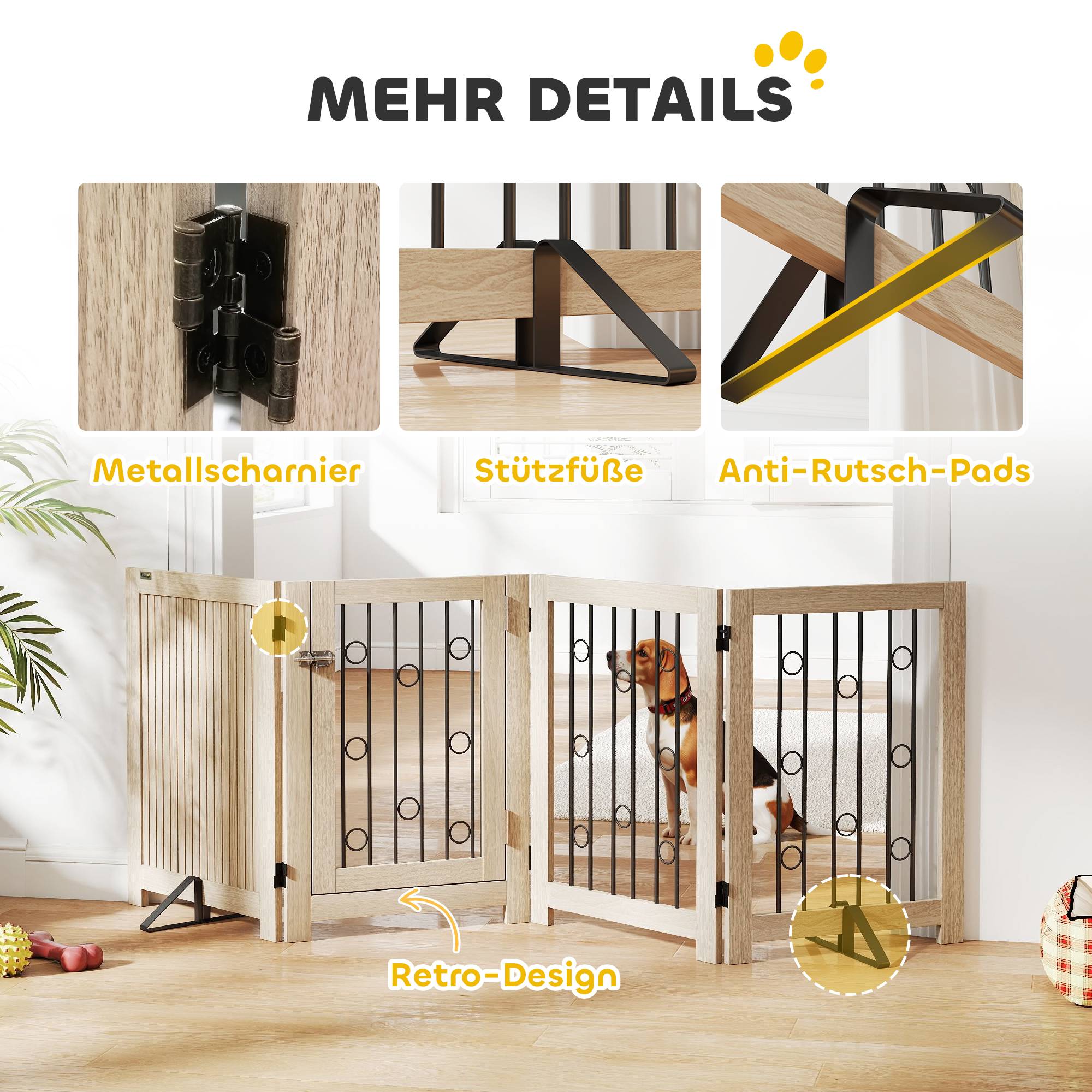 Sans Marque - Barrière autonome avec porte, 4 panneaux, pour couloir, escalier, cadre, MDF et acier - Image 10