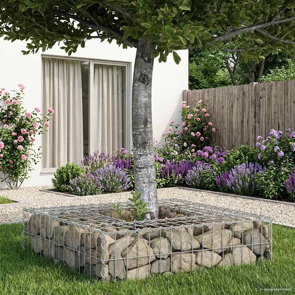 PANGIVO - Lit surélevé gabion Acier galvanisé Argenté 80 x 80 x 20 cm - PANGIVO - Image 5